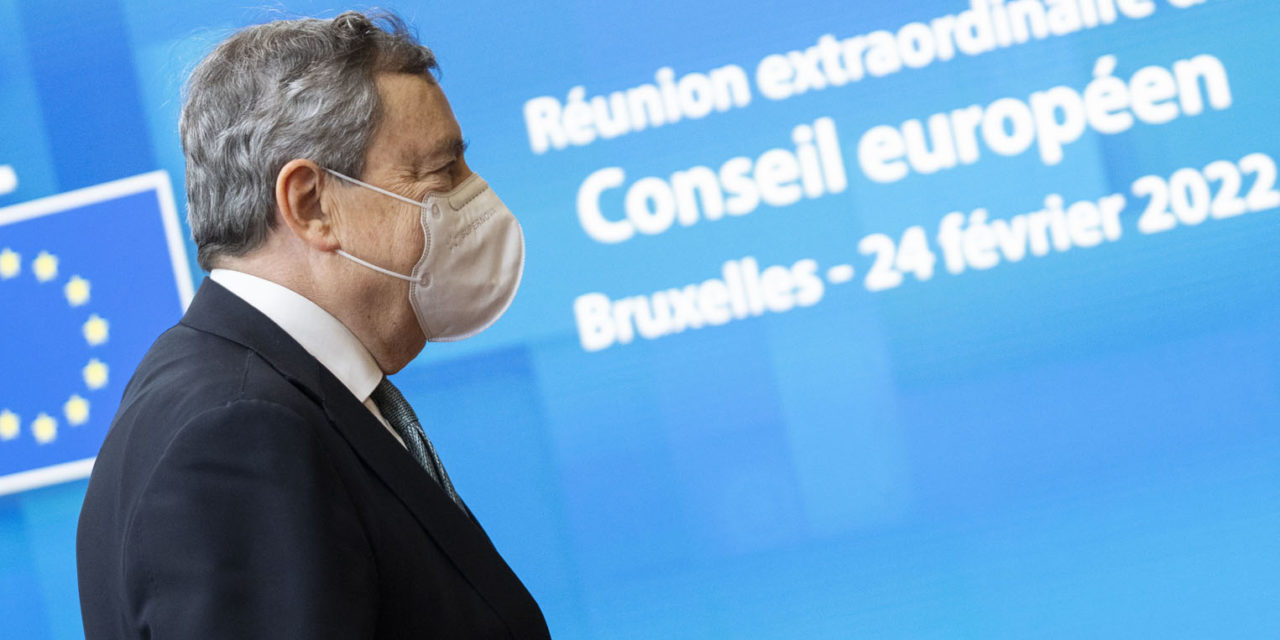 Ucraina, președintele Draghi la Consiliul European extraordinar