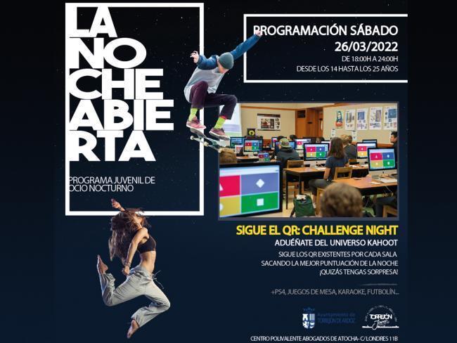Torrejón – Activitățile speciale ale programului de agrement alternativ pentru tineri „Noaptea deschisă” continuă sâmbăta 26 cu „Urmărește…