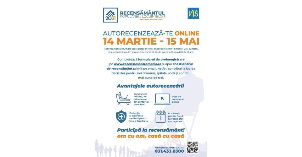 Autorecenzarea populației se poate face până pe 15 mai pe www.recensamantromania.ro
