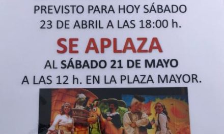 Torrejón – ANUNȚ: Spectacolul de păpuși programat pentru această după-amiază la 18:00 în Plaza Mayor a fost amânat pentru 21 mai din cauza…