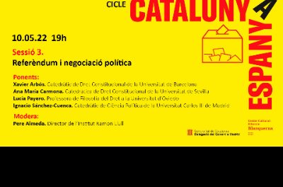 Ester Capella va prezenta „Referendum și negociere politică”, a treia sesiune a ciclului „Catalunia-Spania: de la conflict la dialog și negociere politică?”