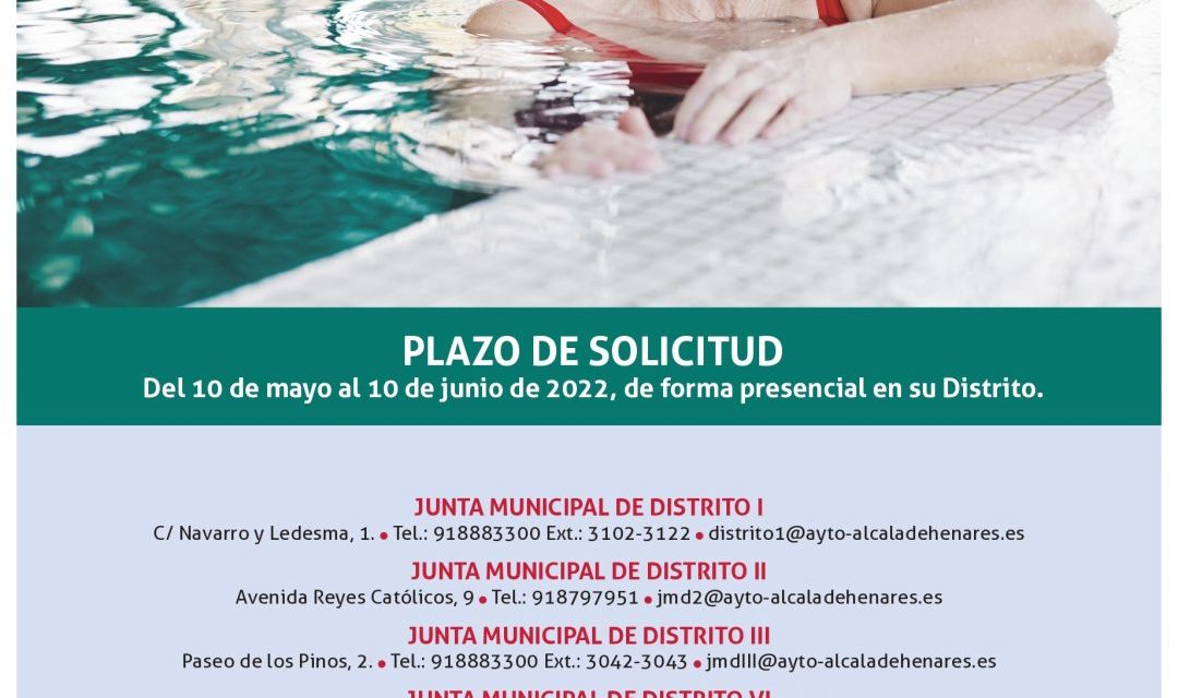 Alcalá – Perioada de înscriere deschisă pentru activitățile de înot pentru cei peste 65 de ani