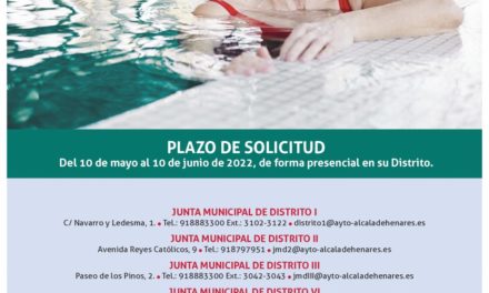 Alcalá – Perioada de înscriere deschisă pentru activitățile de înot pentru cei peste 65 de ani