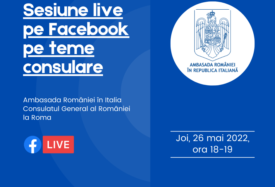 Italia: Sesiune live pe Facebook pe teme consulare