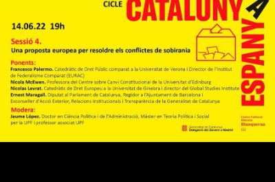 „O propunere europeană pentru rezolvarea conflictelor de suveranitate”, a patra sesiune a ciclului Catalonia-Spania organizată de delegația Guvernului la Madrid