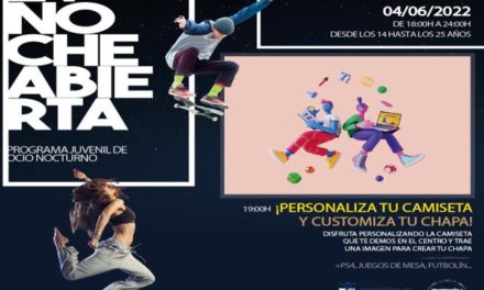 Torrejón – Programul alternativ de agrement pentru tineri „Noaptea deschisă” ajunge sâmbătă, 4 iunie, cu un atelier de personalizare a…