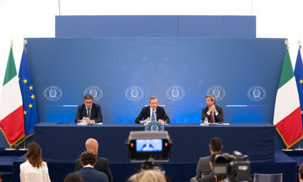 Conferința de presă a președintelui Draghi cu miniștrii Orlando și Giorgetti