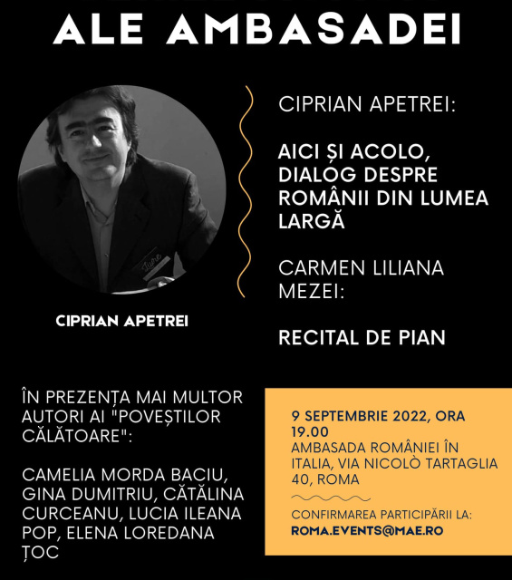 Italia: “Serile acasă ale Ambasadei” cu Ciprian Apetrei