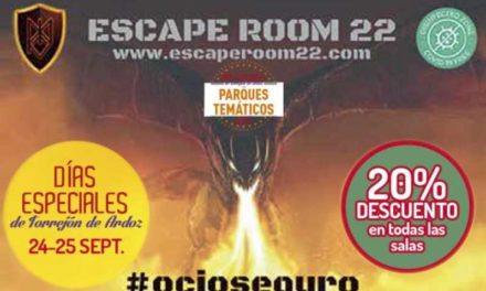Torrejón – Sâmbătă, 24 septembrie și duminică, 25 septembrie, Zilele Speciale Torrejón de Ardoz vor continua la Escape Room 22 cu o reducere de 20%…