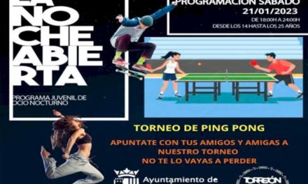 Torrejón – În această sâmbătă, 21 ianuarie, inițiativa de agrement alternativ gratuit pentru tineri „La Noche Abierta” continuă cu un turneu de p…