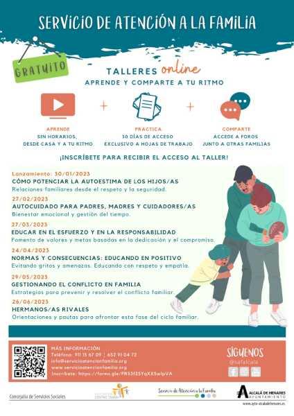 Alcalá – Educație pozitivă, stima de sine și rezolvarea conflictelor, printre propunerile atelierelor Serviciului de îngrijire a familiei…