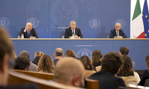Conferință de presă a miniștrilor Piantedosi, Nordio și Tajani