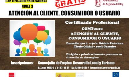 Arganda – Consiliul Local Arganda del Rey oferă șomerilor un nou Certificat de Profesionalism |  Primăria Arganda