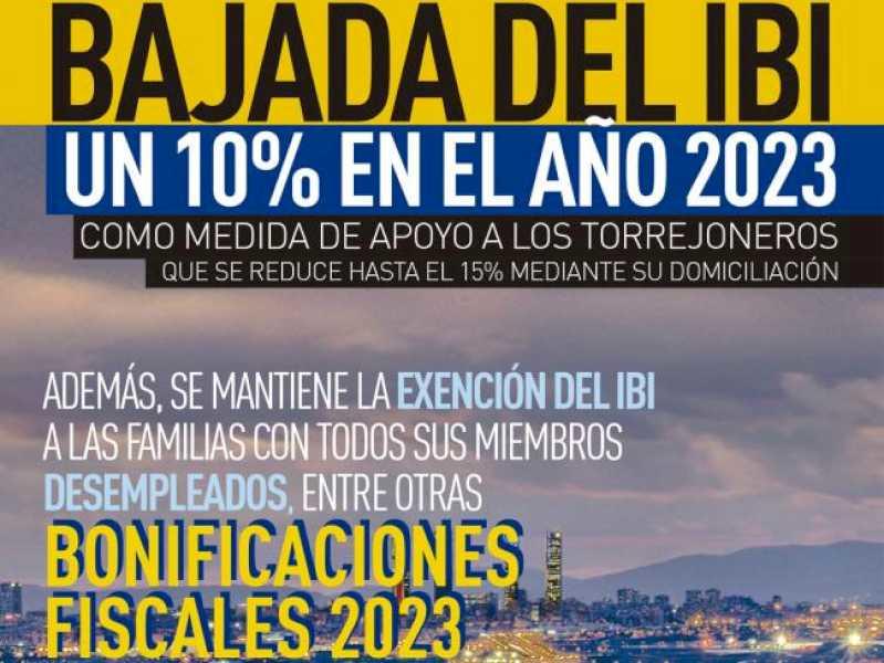 Torrejón – IBI-ul este redus cu 10% în anul 2023, care se reduce la 15% pentru acei Torrejoneros care îl domiciliază, la inițiativa primarului…