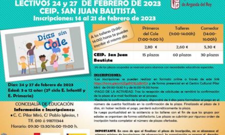 Arganda – CEIP San Juan Bautista își va deschide porțile în zilele non-școlare 24 și 27 februarie |  Primăria Arganda