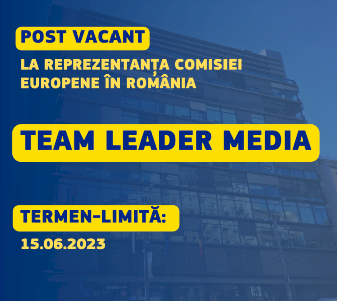 POST VACANT – TEAM LEADER Media, Reprezentanța Comisiei Europene în România