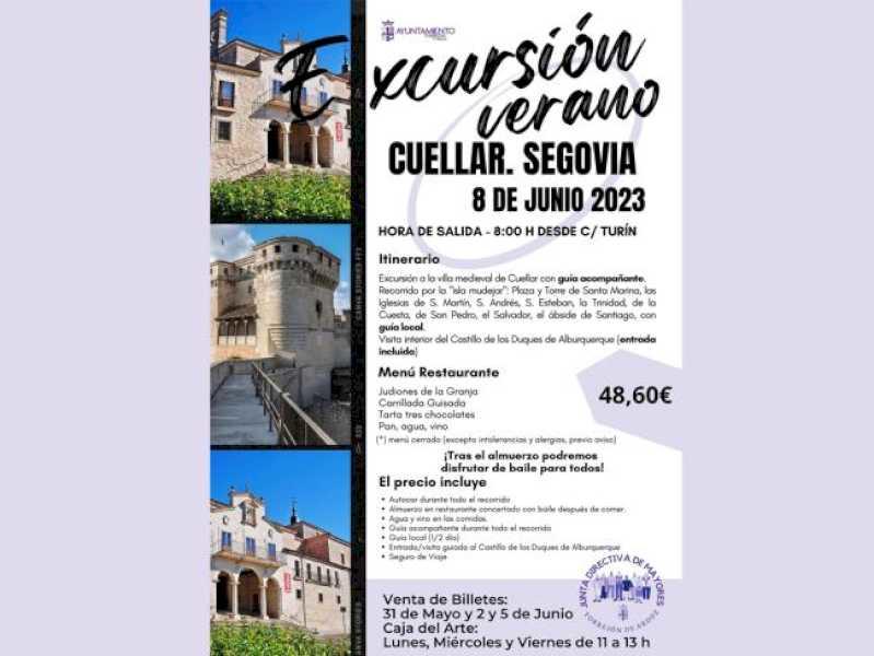 Torrejón – Pe 8 iunie, bătrânii din Torrejón de Ardoz se vor putea bucura de o excursie la Cuellar (Segovia)