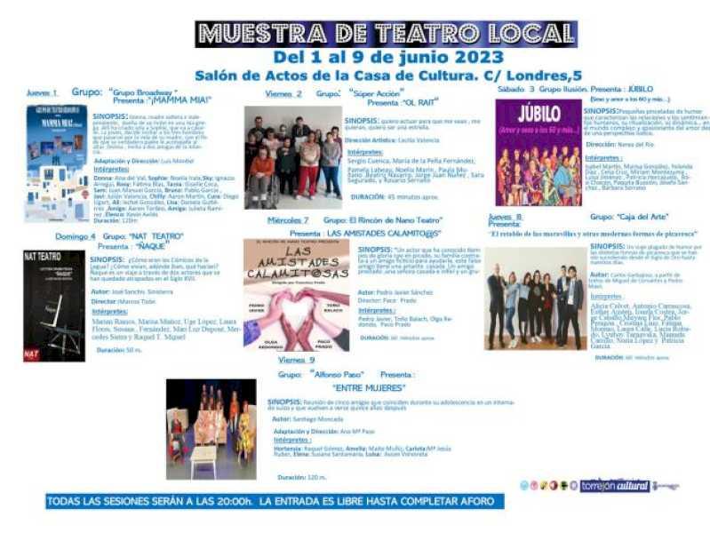 Torrejón – Astăzi miercuri 7, mâine joi 8 și vineri 9 iunie va continua spectacolul de teatru local