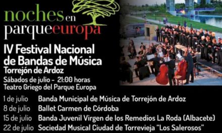 Torrejón – Mâine, sâmbătă, 15 iulie, continuă cu trupa de tineret Virgen de Ardoz, al IV-lea Festival Național de Muzică din Torrejón de Ardoz…