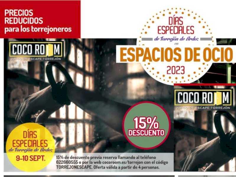 Torrejón – Mâine, sâmbătă, 9 septembrie și duminică, 10 septembrie, Zilele Speciale din Torrejón de Ardoz revin cu Coco Room cu prețuri reduse…