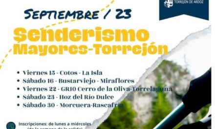 Torrejón – Înscrierile sunt deschise pentru a participa la Programul de drumeții al Departamentului de Seniori