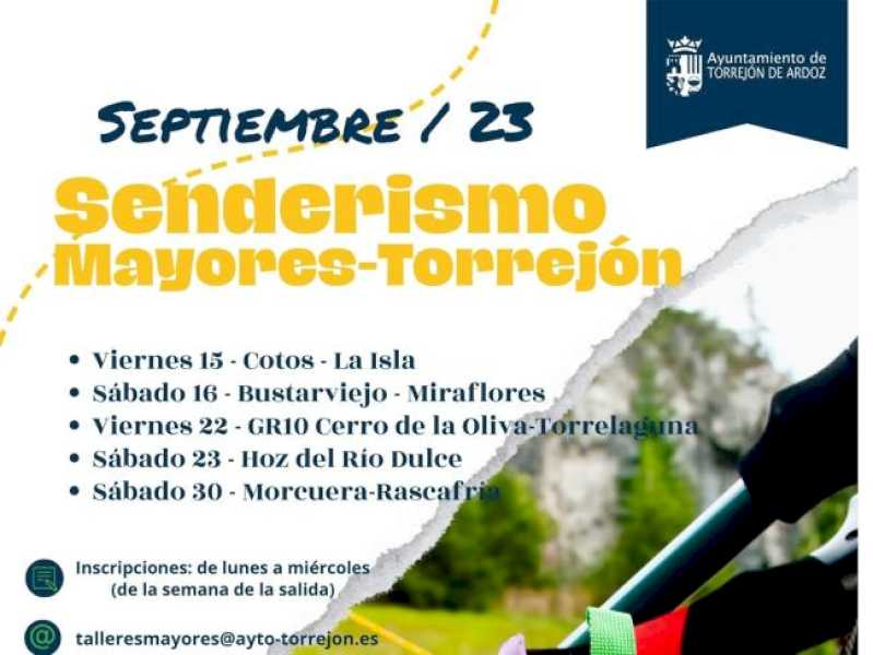 Torrejón – Înregistrările sunt deschise pentru a participa la Programul de drumeții al Departamentului de Seniori a cărui următoare programare va fi sâmbătă…