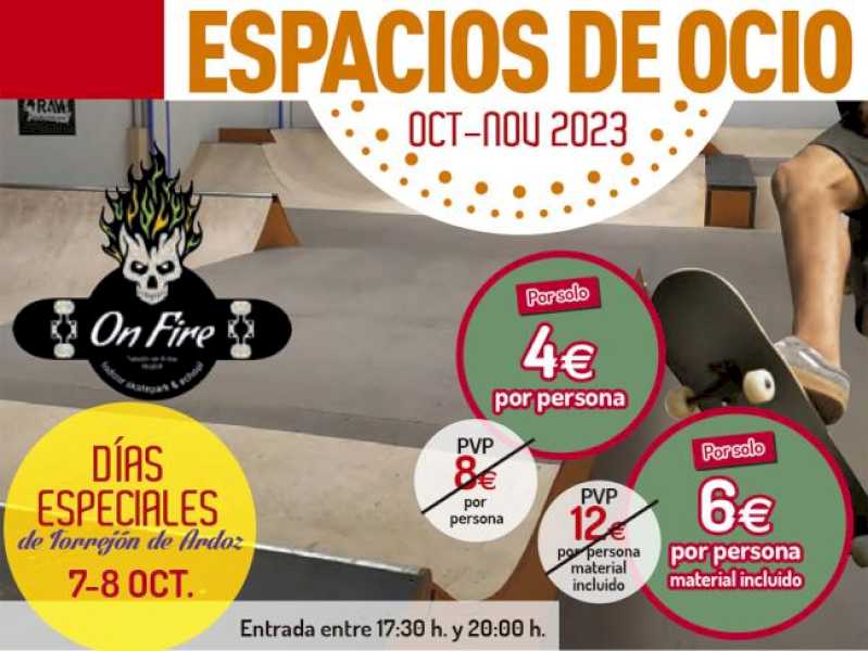 Torrejón – Sâmbătă, 7 octombrie și duminică, 8 octombrie, Zilele Speciale Torrejón de Ardoz continuă la On Fire Skate Park, cu prețuri roșii…