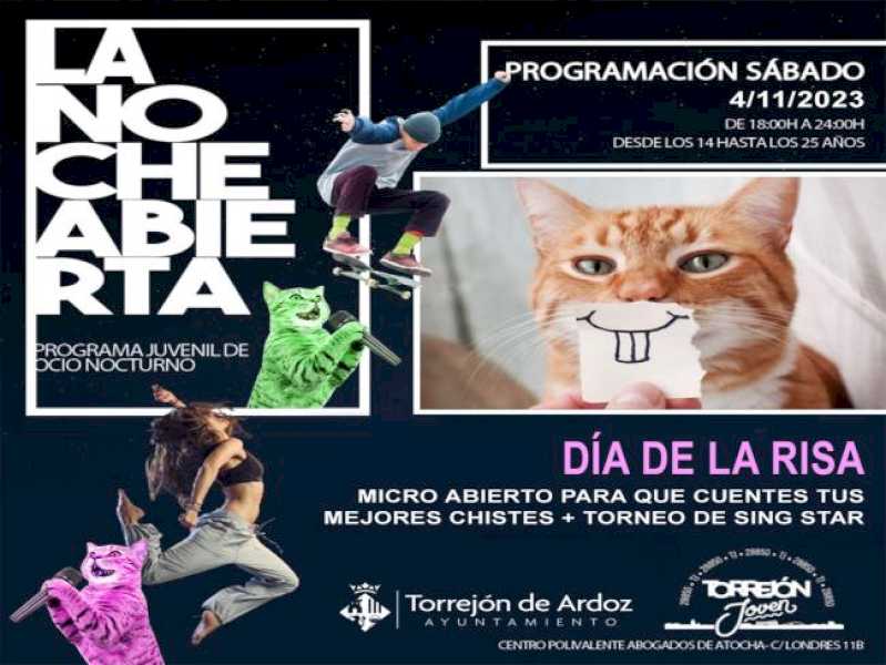 Torrejón – Mâine, sâmbătă, 4 noiembrie, „La Noche Abierta” continuă cu „Ziua Râsului” cu un microfon deschis și un turneu Sing Star