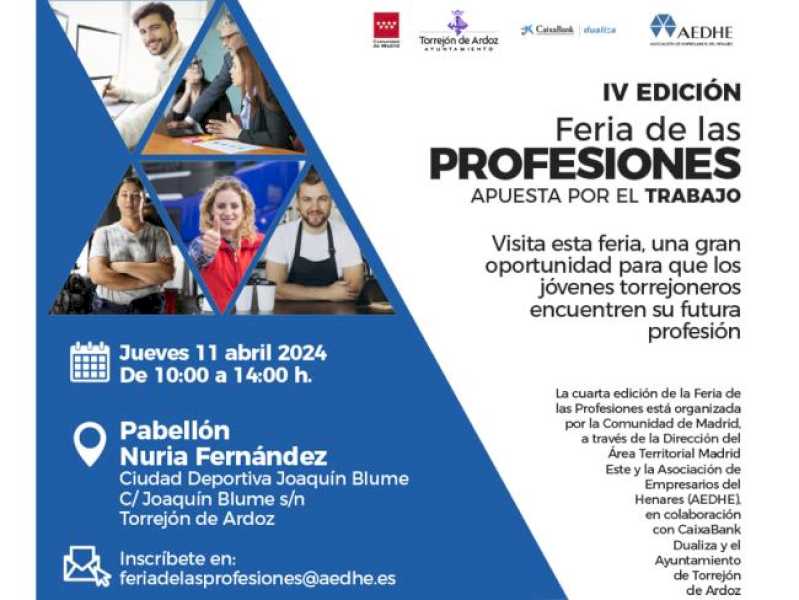 Torrejón – Torrejón de Ardoz va găzdui mâine, joi, 11 aprilie, al IV-lea Târg de Profesii Henares, o mare oportunitate pentru…