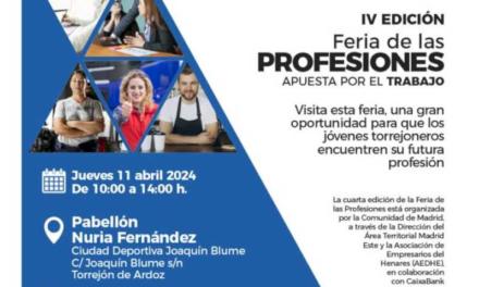 Torrejón – Torrejón de Ardoz va găzdui mâine, joi, 11 aprilie, al IV-lea Târg de Profesii Henares, o mare oportunitate pentru…